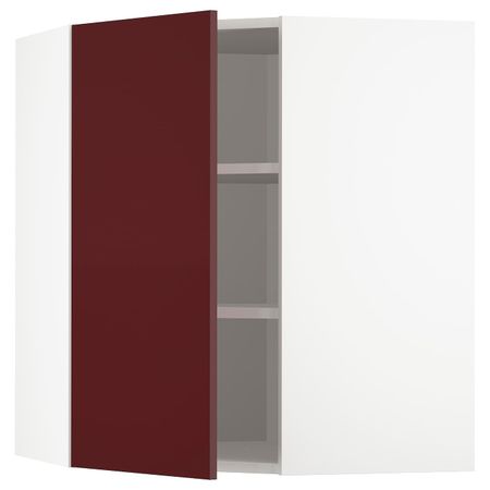 Угловой навесной шкаф с полками, белый Калларп/глянцевый темный красно-коричневый 68x80 см IKEA METOD МЕТОД 493.269.31