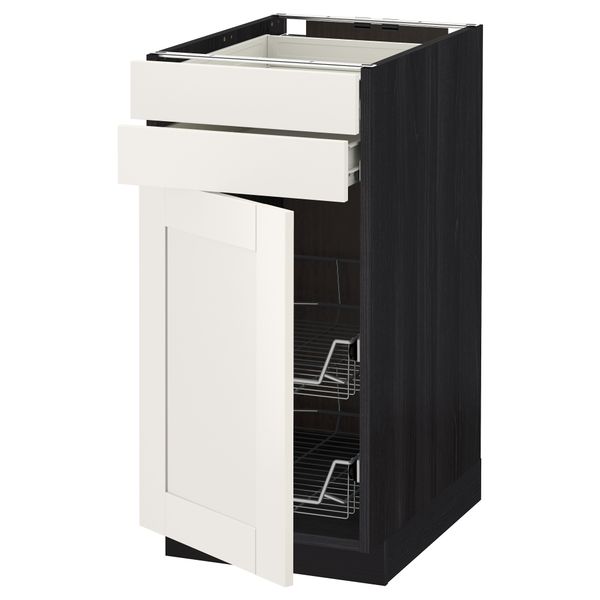 Напольный шкаф, дверца, 2 ящика, проволочных корзин МЕТОД / ФОРВАРА, черный, Сэведаль белый - схема-чертеж с размерами