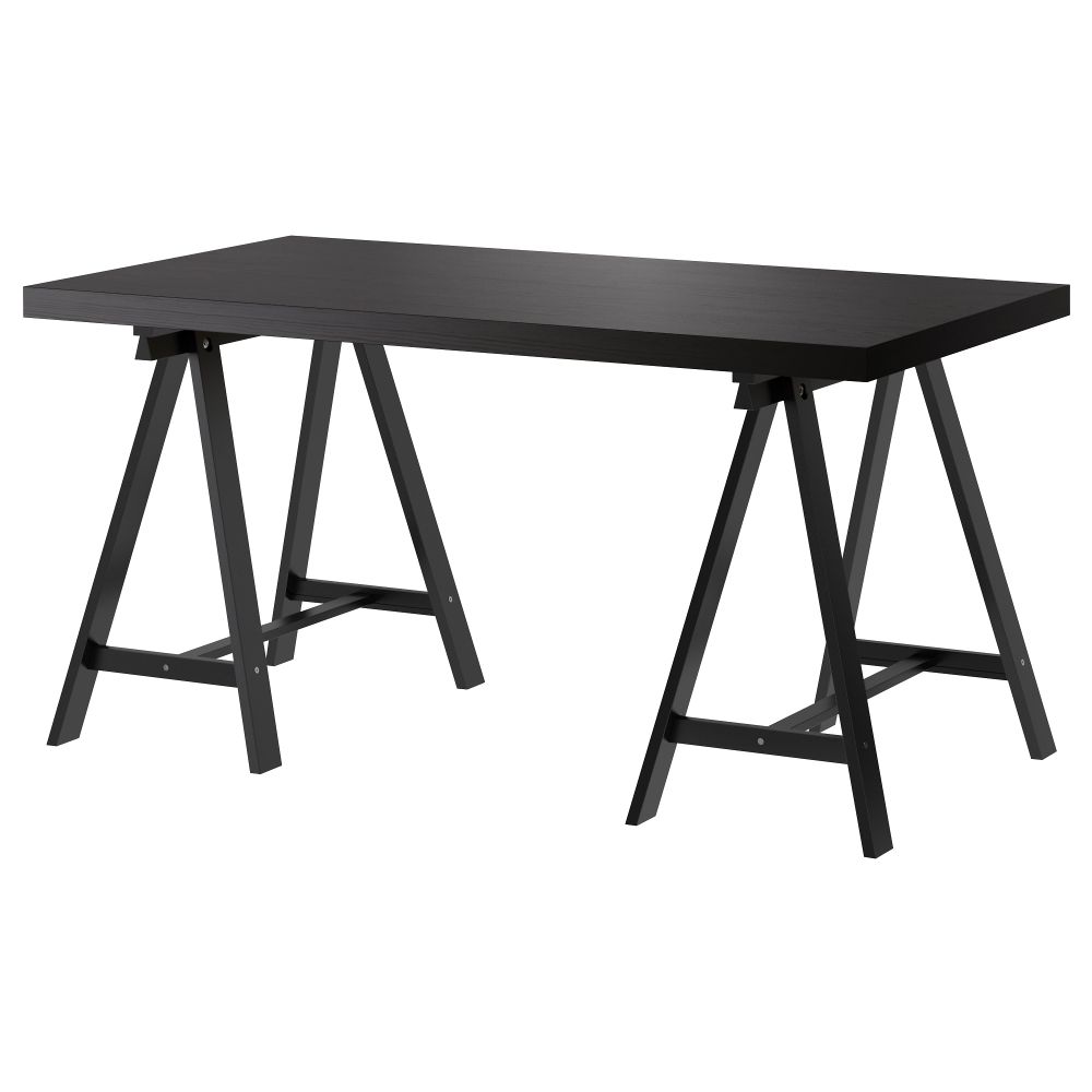 Стол ТОРНЛИДЕН / ОДВАЛЬД, черно-коричневый, черный (150x75 см) - фото 1