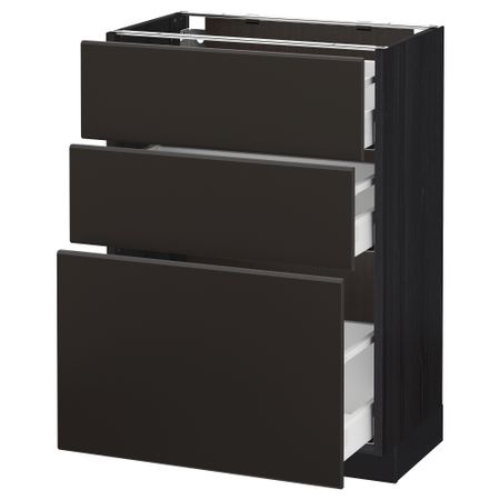 Напольный шкаф с 3 ящиками, 60x37 cm IKEA METOD МЕТОД, MAXIMERA МАКСИМЕРА 992.125.45