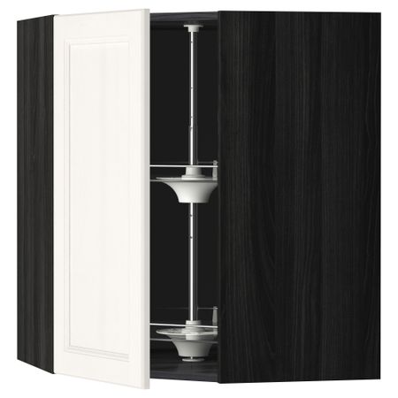 Угловой навесной шкаф с вращающейся секцией МЕТОД, черный, Лаксарби белый