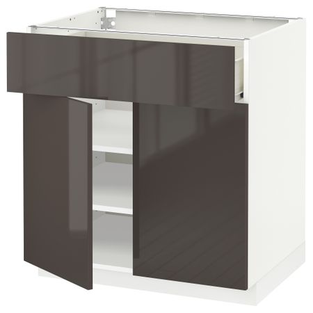 Напольный шкаф + ящик, 2 дверцы МЕТОД / ФОРВАРА, белый, Рингульт серый