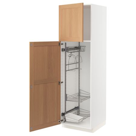 Высокий шкаф с отделением для аксессуаров для уборки, 60x60x200 cm IKEA METOD МЕТОД 294.382.65