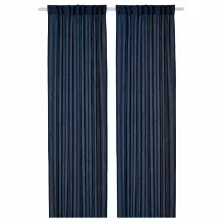 DYTÅG Гардины, 2 шт. - темно-синий/с лентой 145x300 см