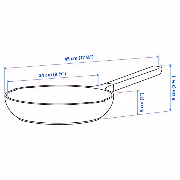 KLIPPFISK КЛИППФИСК Сковорода - схема-чертеж с размерами