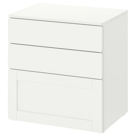 Комод с 3 ящиками, белый белый/с рамой 60x42x63 см IKEA SMÅSTAD СМОСТАД / OPPHUS ОПХУС 494.202.31