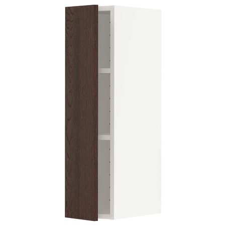 Навесной шкаф с полками, белый/Синарп коричневый 20x80 см IKEA METOD МЕТОД 694.451.41