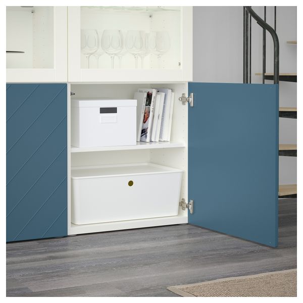 Комбинация для хранения со стеклянными дверцами БЕСТО, белый Халлставик, темно-синий прозрачное стекло (120x40x192 см) - схема-чертеж с размерами