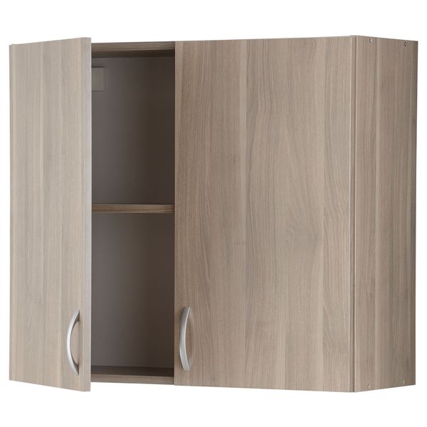 Навесной шкаф с дверями АЛЬБРУ, серо-коричневый (80x70 см) - схема-чертеж с размерами