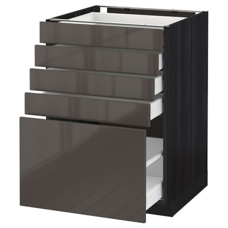 Напольный шкаф с 5 ящиками МЕТОД / МАКСИМЕРА, черный, Рингульт серый