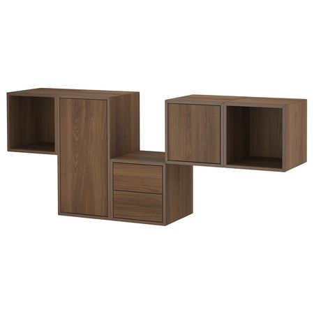 EKET Комбинация настенных шкафов - с 2 ящиками/под грецкий орех 175x35x70 см