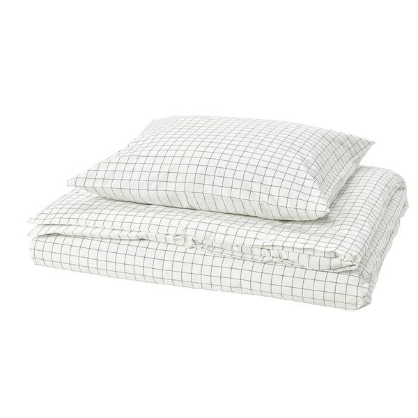 DOFTAKLEJA Пододеяльник и наволочка - белый/антрацит 150x200/50x60 см - фото 1