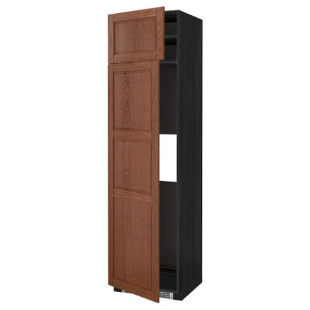 Высокий шкаф для холодильника или морозильник МЕТОД, черный, Филипстад коричневый