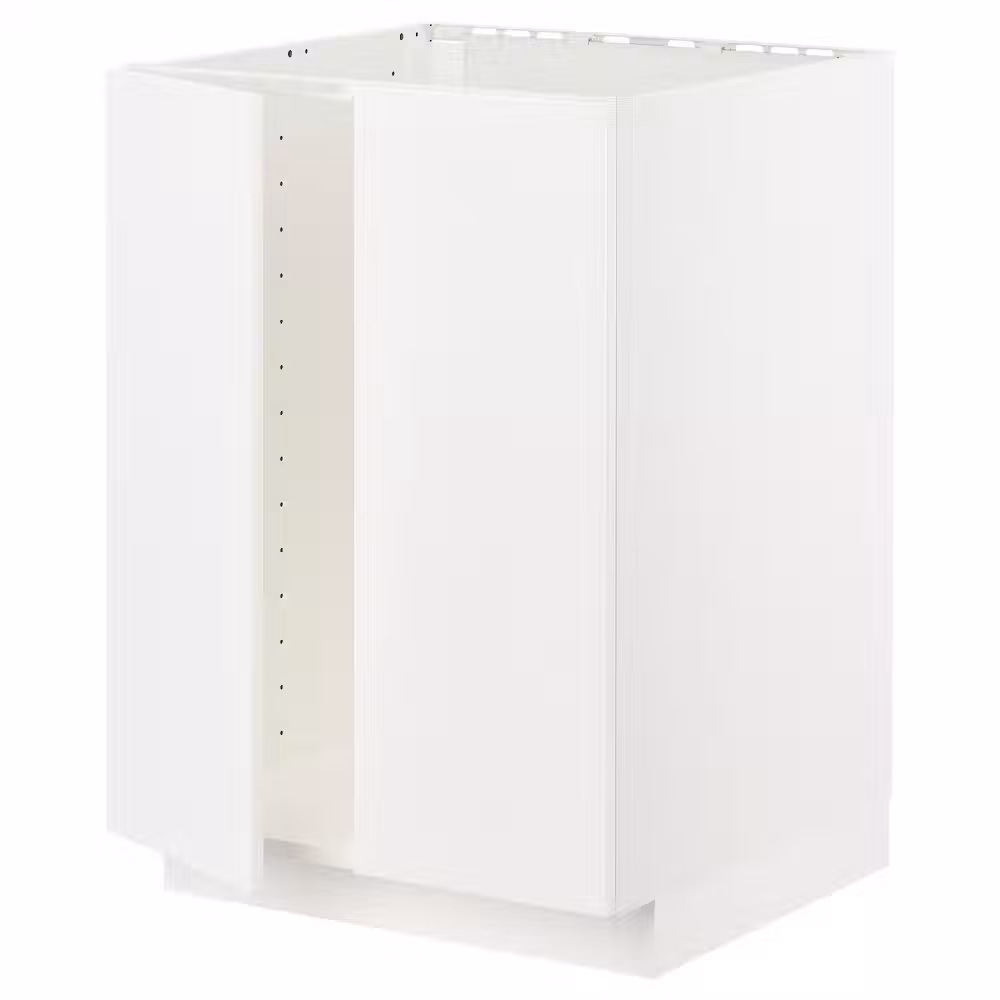 METOD Напольный шкаф для мойки+2 двери - белый/Veddinge белый 60x60 см - фото 1