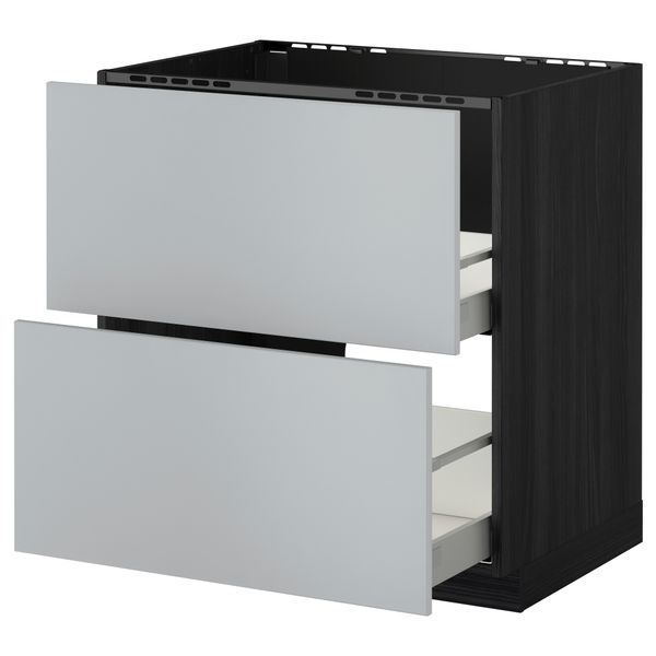 Напольный шкаф под мойку + 2 фронтальных панели, 2 ящика МЕТОД / МАКСИМЕРА, черный, Веддинге серый - схема-чертеж с размерами