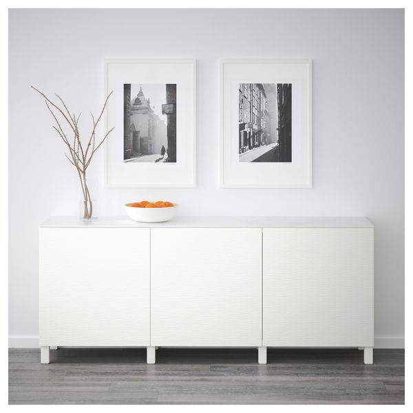 Комбинация для хранения с дверцами БЕСТО, белый, Лаксвикен белый (180x42x74 см) - схема-чертеж с размерами