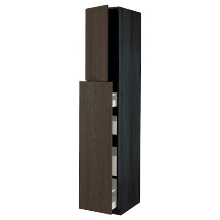 Высокий шкаф, выдвижной секцией, 4ящик, 1дверцы, 2полками, 40x60x220 cm IKEA METOD МЕТОД, MAXIMERA МАКСИМЕРА 194.665.17