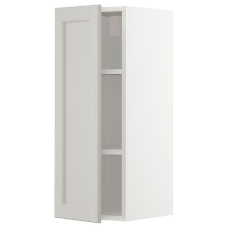 Шкаф навесной с полкой, белый/Лерхюттан светло-серый 30x80 см IKEA METOD МЕТОД 993.014.43