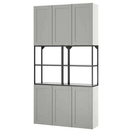 ENHET Комбинация д/хранения - антрацит/серый каркас 120x32x225 см
