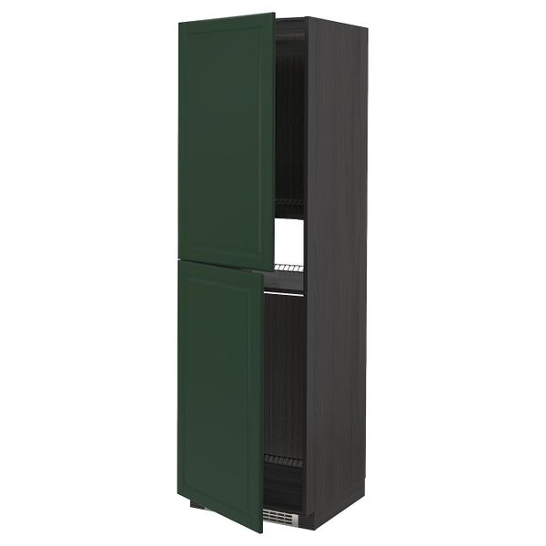 Высокий шкаф для холодильник/мороз, черный/Будбин темно-зеленый 60x60x200 см IKEA МЕТОД 593.133.39 - схема-чертеж с размерами