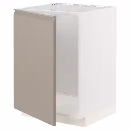 METOD Напольный шкаф для мойки - белый/Upplöv матовый темно-бежевый 60x60 см