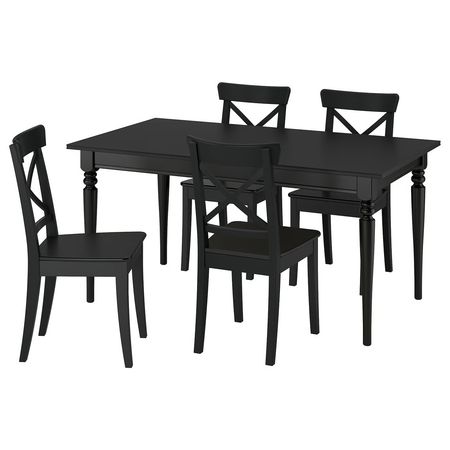 ROSENTORP / ROSENTORP Стол и 4 стула - чёрный/чёрный 155/215x87 см
