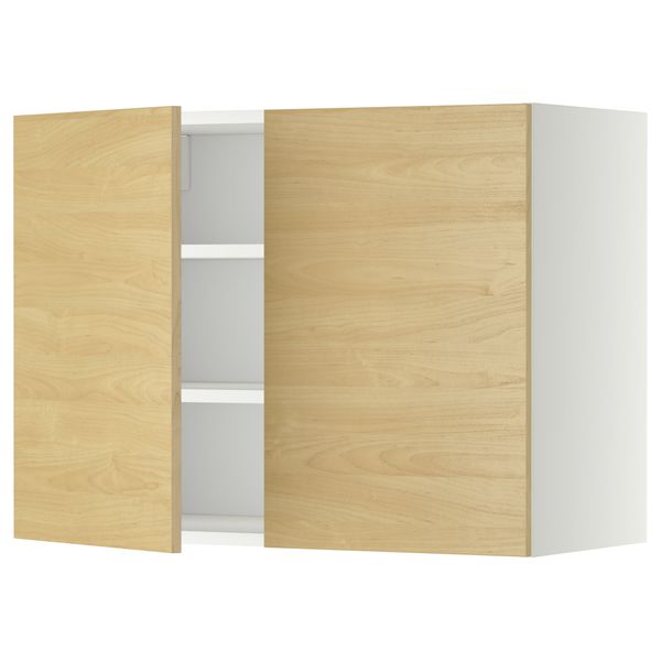 Навесной шкаф с полками, 2 дверцы МЕТОД, белый, Тингсрид береза - схема-чертеж с размерами