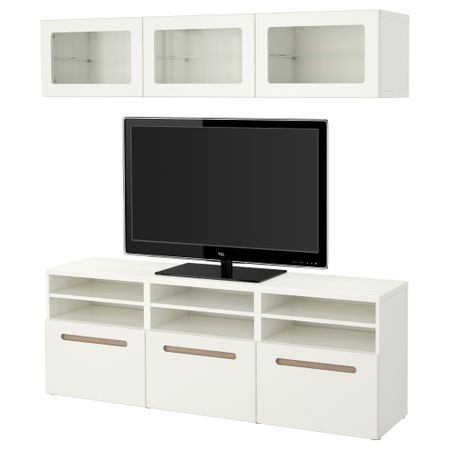 Шкаф для ТВ, комбинированный, стекляные дверцы БЕСТО, Марвикен белый прозрачное стекло (180x40x192 см)