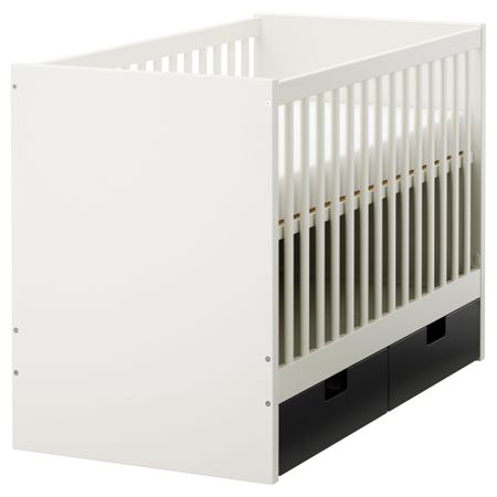 Кроватка детская с ящиками СТУВА, черный (60x120 см)