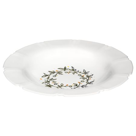 Тарелка глубокая САННИНГ, белый, с рисунком (24 см)