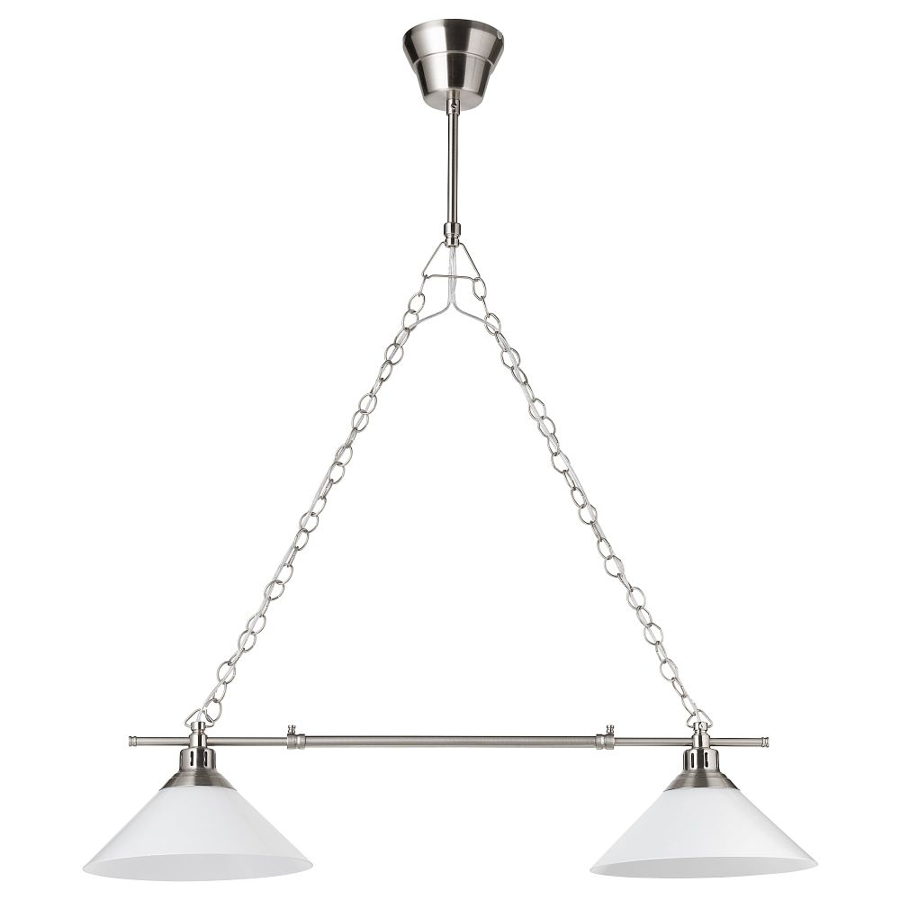 Подвесной светильник, двойной КРУБИ, никелированный, стекло - фото 1