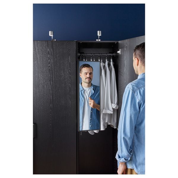 Выдвижное зеркало с крючками, темно-серый 25x4x75 см IKEA КОМПЛИМЕНТ 104.057.74 - схема-чертеж с размерами