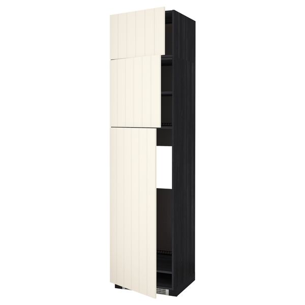 Высокий шкаф для холодильника, 3 дверцы МЕТОД, черный, Хитарп белый с оттенком (60x60x240 см) - схема-чертеж с размерами