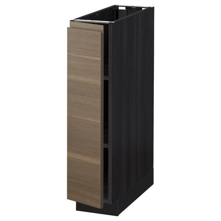 Напольный шкаф с полками, черный/Воксторп грецкий орех 20x60 см IKEA МЕТОД 592.251.11