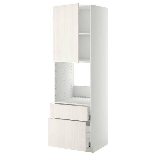 Высокий шкаф для духовки + дверь, 2 ящика МЕТОД / МАКСИМЕРА, белый, Росдаль белый - схема-чертеж с размерами