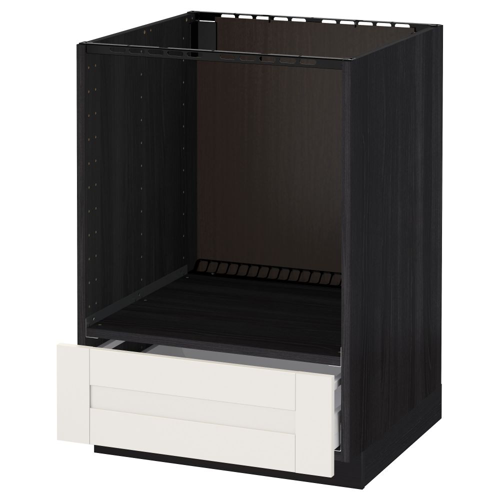 Напольный шкаф для духовки, с ящиком МЕТОД / МАКСИМЕРА, черный, Сэведаль белый (60x60 см) - схема-чертеж с размерами