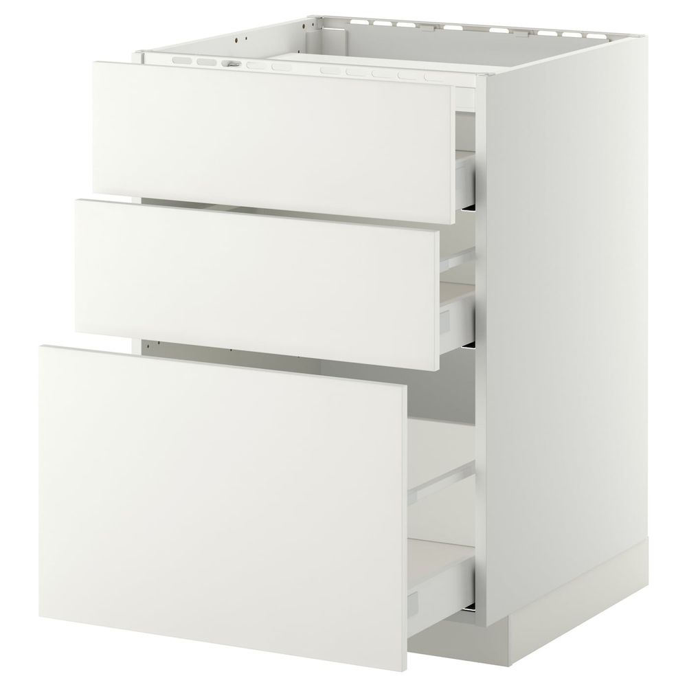 Напольный шкаф, 3 фронтальных панели/3ящика, белый/Хэггеби белый 60x60 см IKEA METOD МЕТОД / MAXIMERA МАКСИМЕРА 192.313.93 - схема-чертеж с размерами