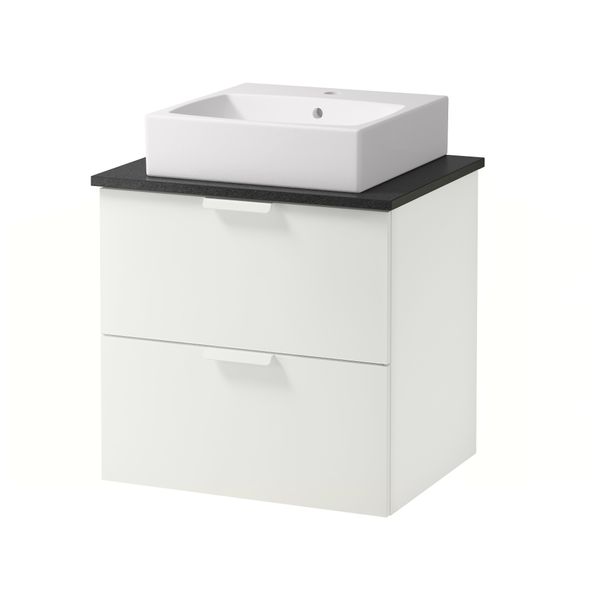 Шк п-раковину/столешн45x45/раковина ГОДМОРГОН/АЛДЕРН / ТОРНВИКЕН, белый, черный (62x49x72 см) - схема-чертеж с размерами