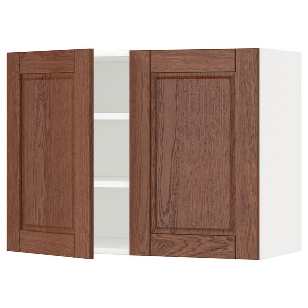 Навесной шкаф с полками, 2 дверцы МЕТОД, белый, Филипстад коричневый - схема-чертеж с размерами