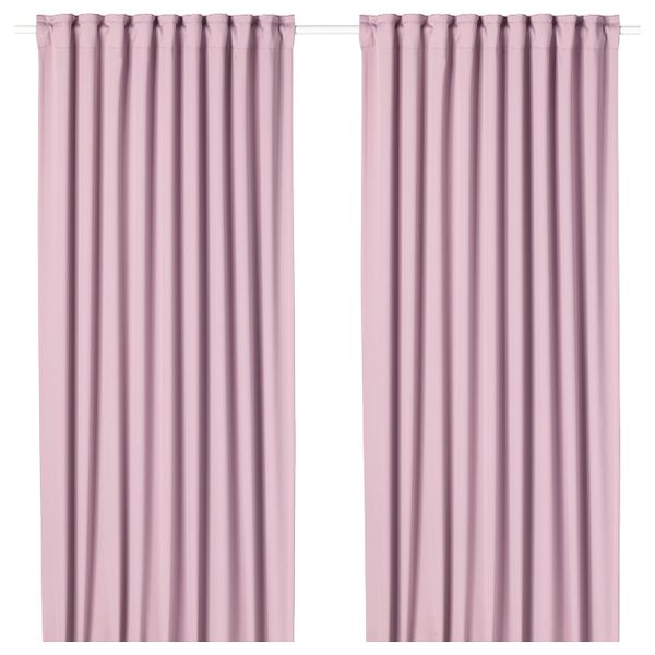 Затемняющие гардины, 2 шт., светло-розовый 145x300 см IKEA MAJGULL МАЙГУЛЛ 204.177.95 - фото 1
