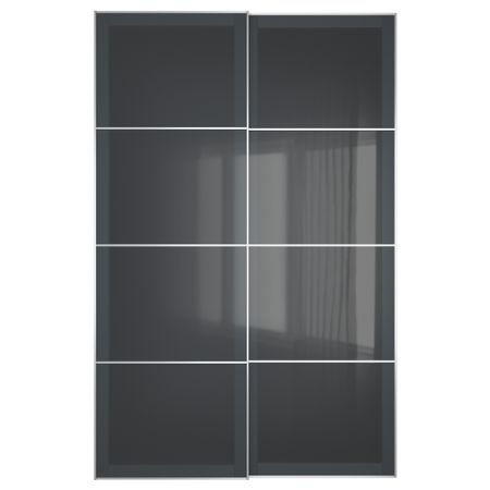 Пара раздвижных дверей УГГДАЛЬ, серое стекло