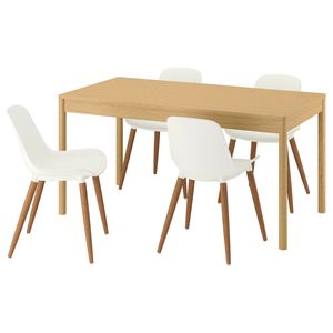 TONSTAD / GRÖNSTA Стол и 4 стула - дубовый шпон/белый 150x80 см