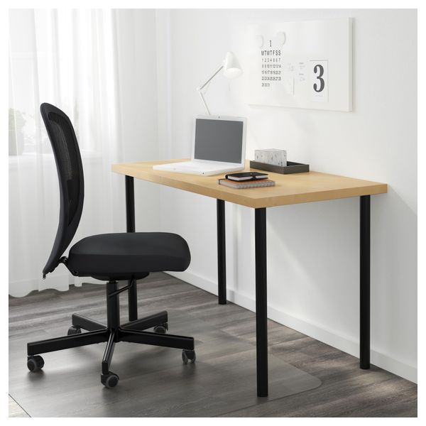 Стол ЛИННМОН / АДИЛЬС, под березу, черный (120x60 см) - схема-чертеж с размерами