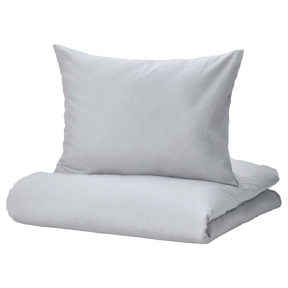 Пододеяльник и 2 наволочки, 240x220, 50x60 см, светло-серый IKEA NATTSVÄRMARE 605.293.19 - фото 1
