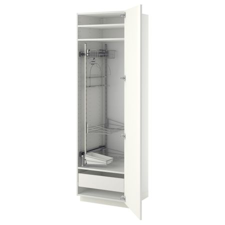 Высокий шкаф с отделением для аксессуаров, для уборки МЕТОД / ФОРВАРА, белый, Рингульт белый
