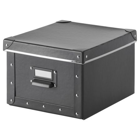 Коробка с крышкой ФЬЕЛЛА, темно-серый (22x26x16 см)