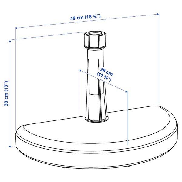 Опора зонта от солнца, черный IKEA BRAMSÖN БРАМСОН 803.757.21 - схема-чертеж с размерами
