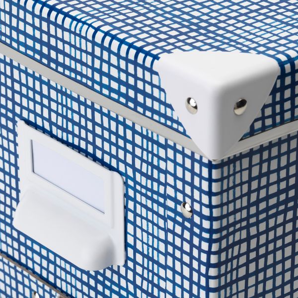 Коробка с крышкой, белый, синий, 18x26x15 см IKEA ФЬЕЛЛА 004.325.46 - фото 3