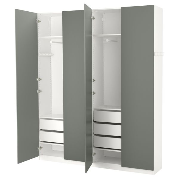 Гардероб ПАКС, белый, Реинсволл серо-зеленый (200x38x236 см) - фото 1