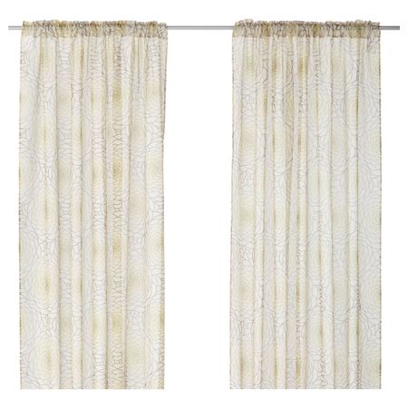 Гардины, 2 шт. ОТИЛЬДЕ, серый, зеленый (145x300 см)